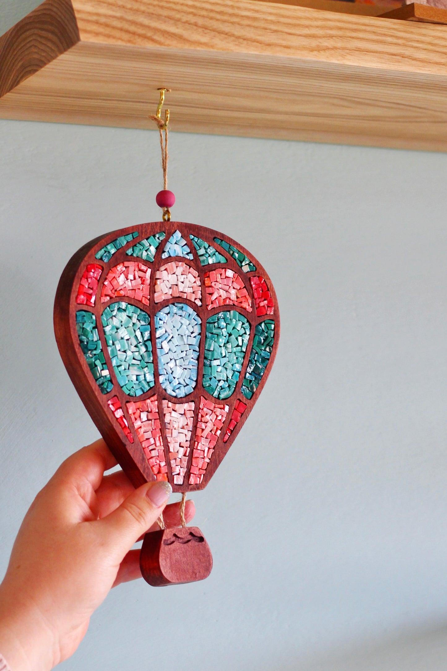 Mongolfiera nascita rosa e verde | Upsidu