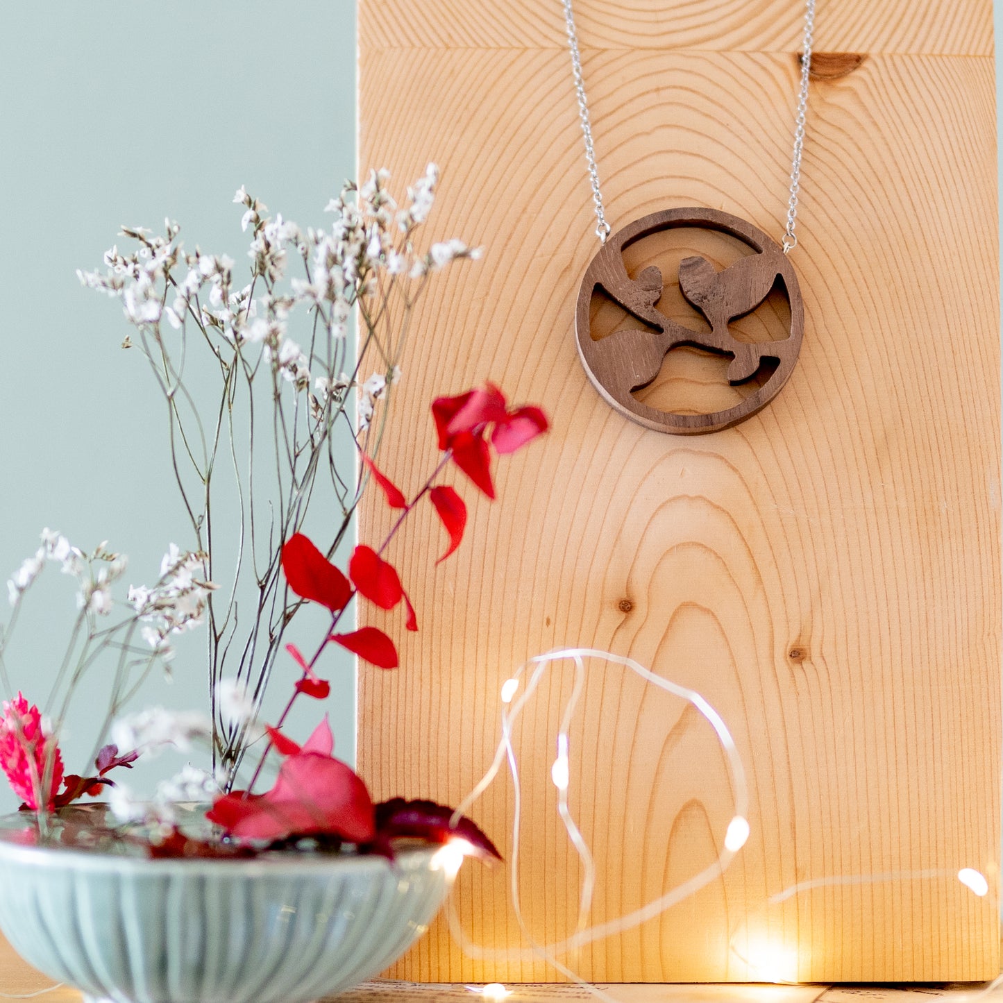 Collana foglie fiabesca in legno e mosaico | Upsidu