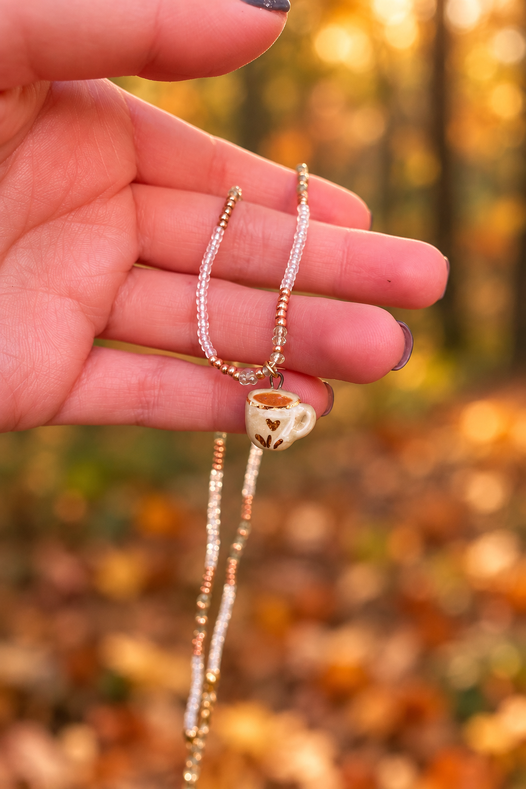 Collana tazzina da tè autunnale