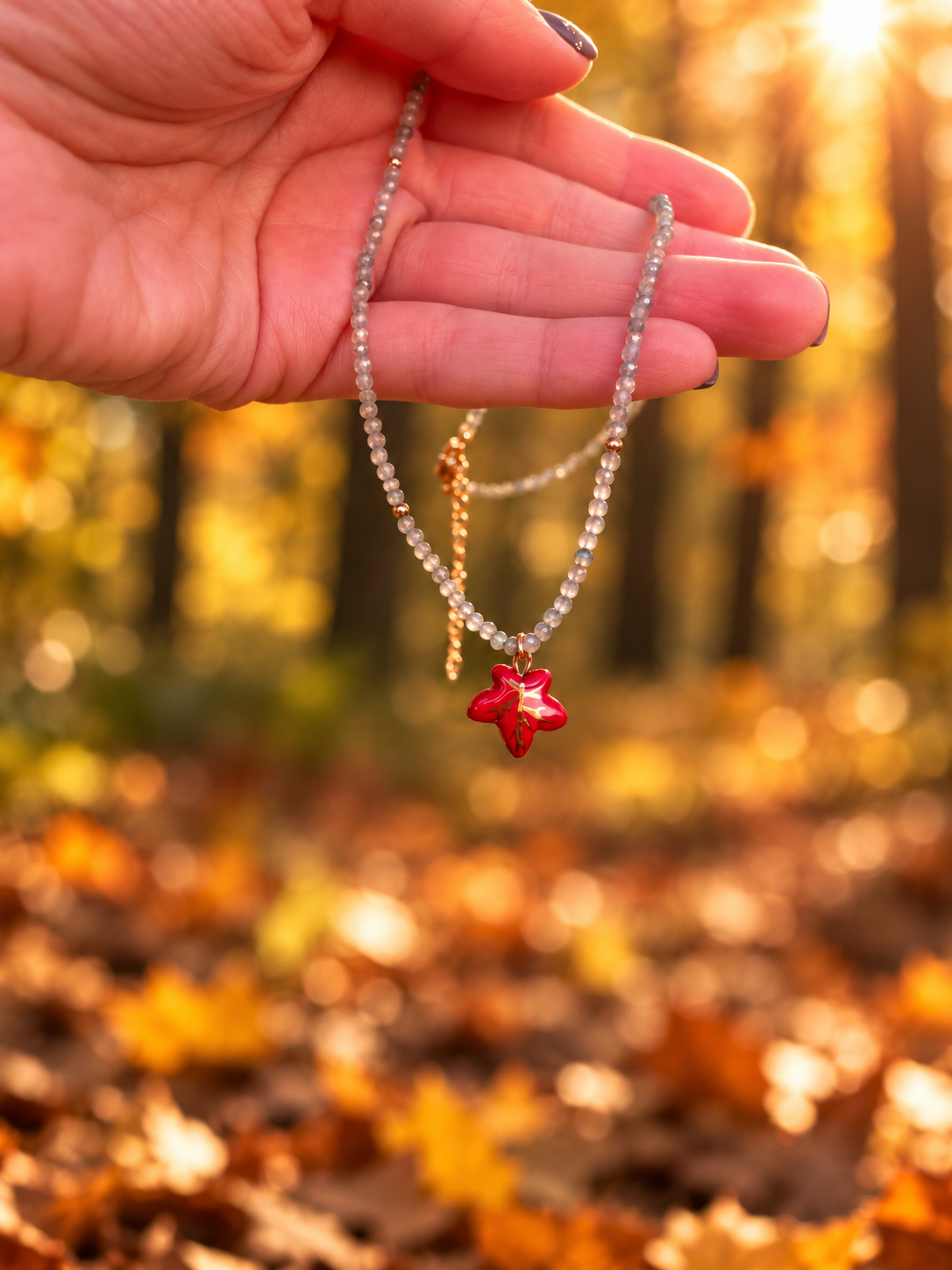Collana foglia d'acero autunnale