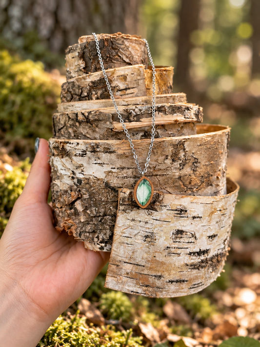Collana foglia in legno e mosaico | Upsidu